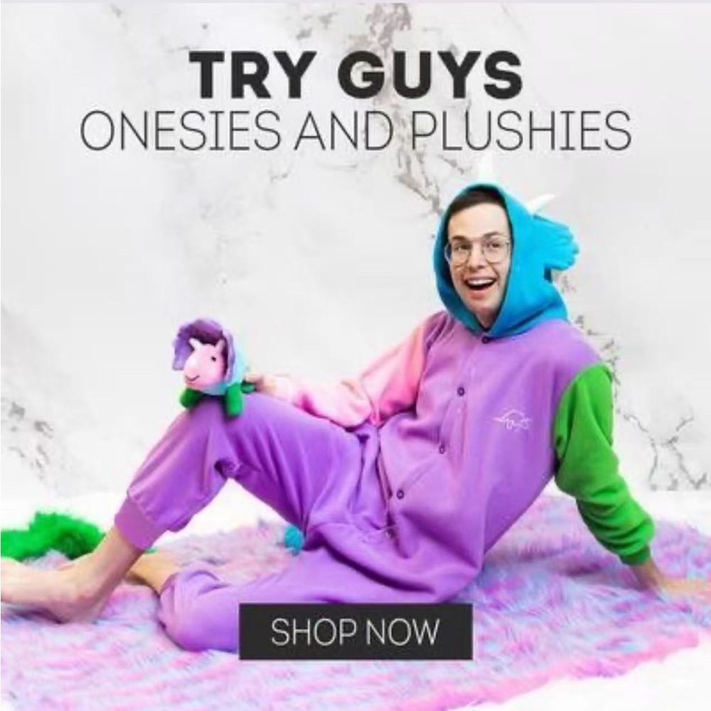 RARE Limited Edition Try Guys Triceratops Kigurumi Onesie - Like New!